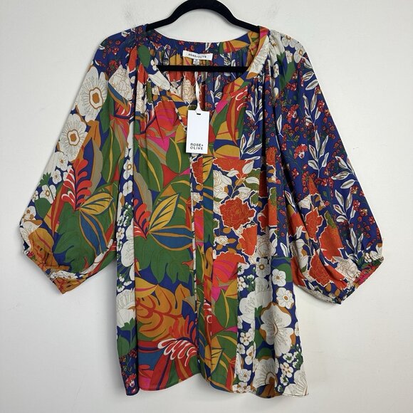 Rose & Olive Tops - Rose & Olive Women Top Sz 2X Floral Multicolor 3/4 Sleeve Colorful Boho Peasant